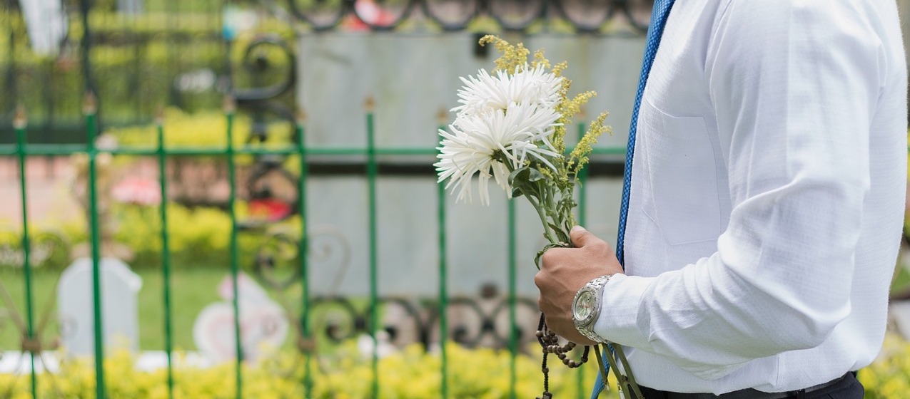 Man with flowers in hand