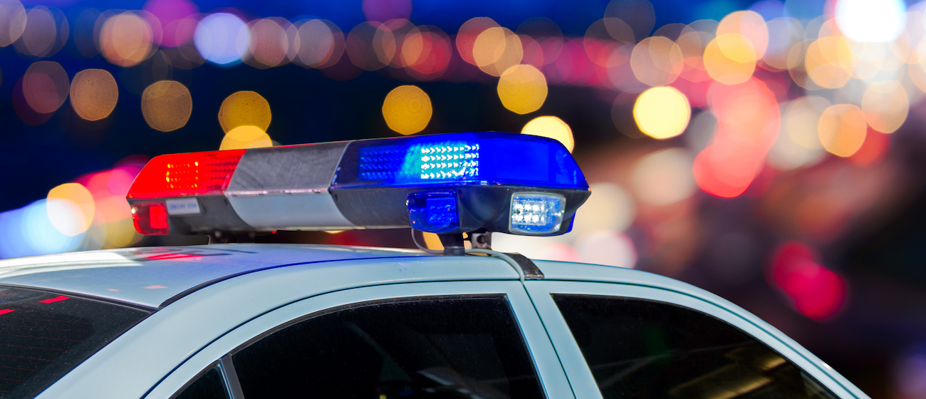 Police lights by night